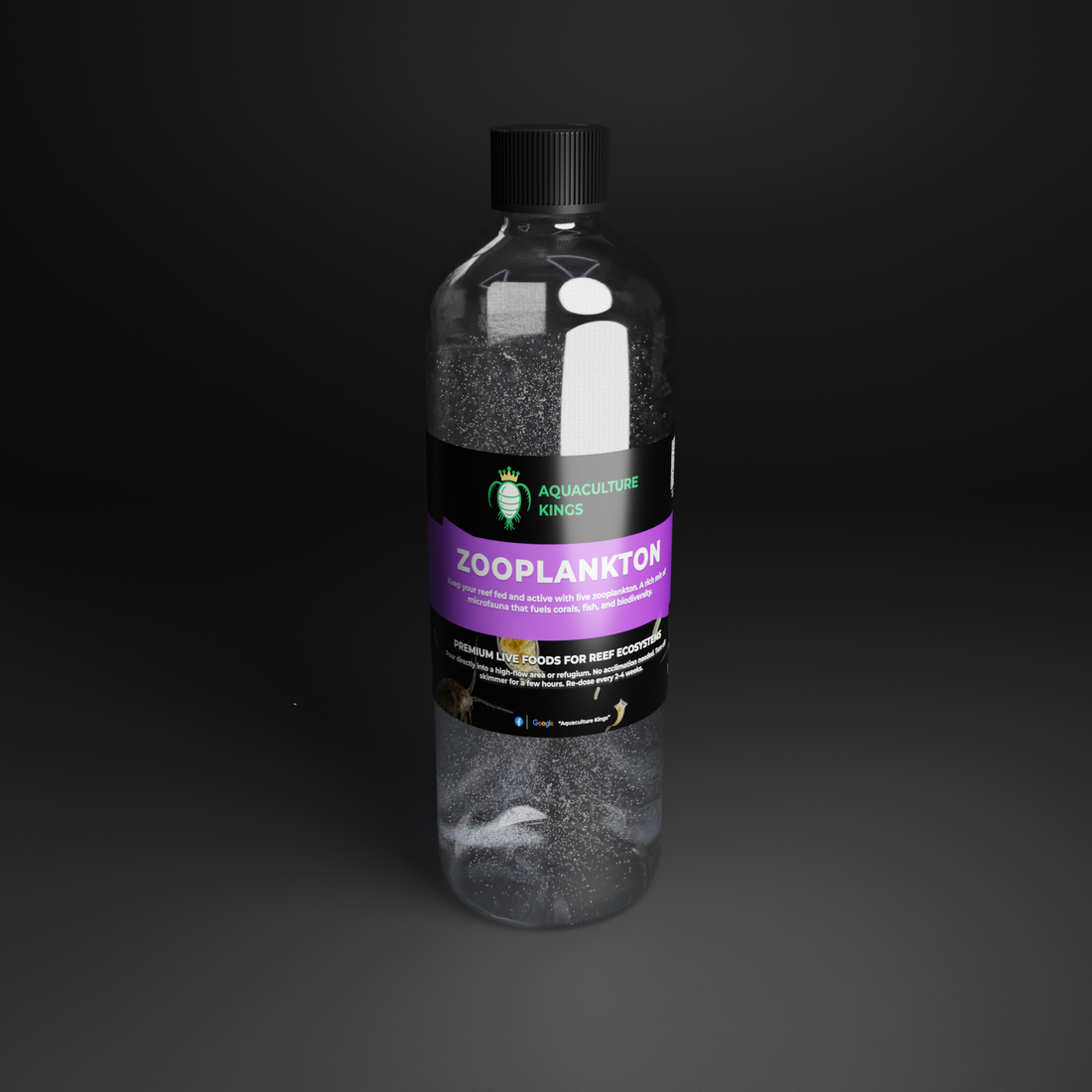 Bottle of live zooplankton mix including copepods, rotifers, and phytoplankton
