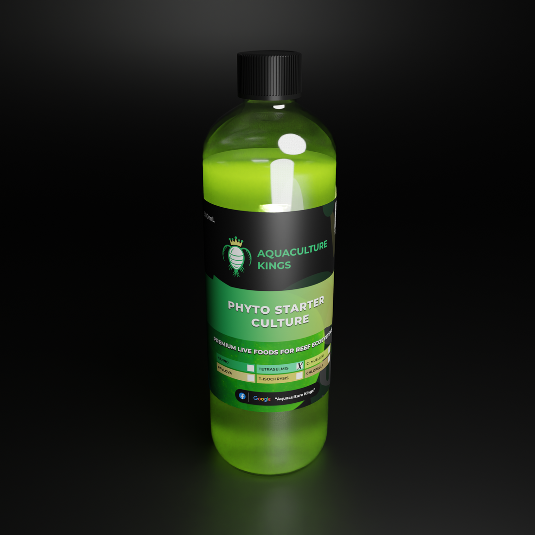 Live Tetraselmis starter culture, vibrant green motile phytoplankton